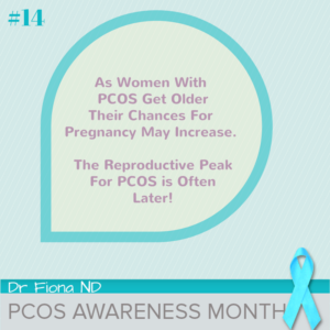 As Women With PCOS Get Older Their Chances For Pregnancy May Increase. The Reproductive Peak For PCOS is Often Later!